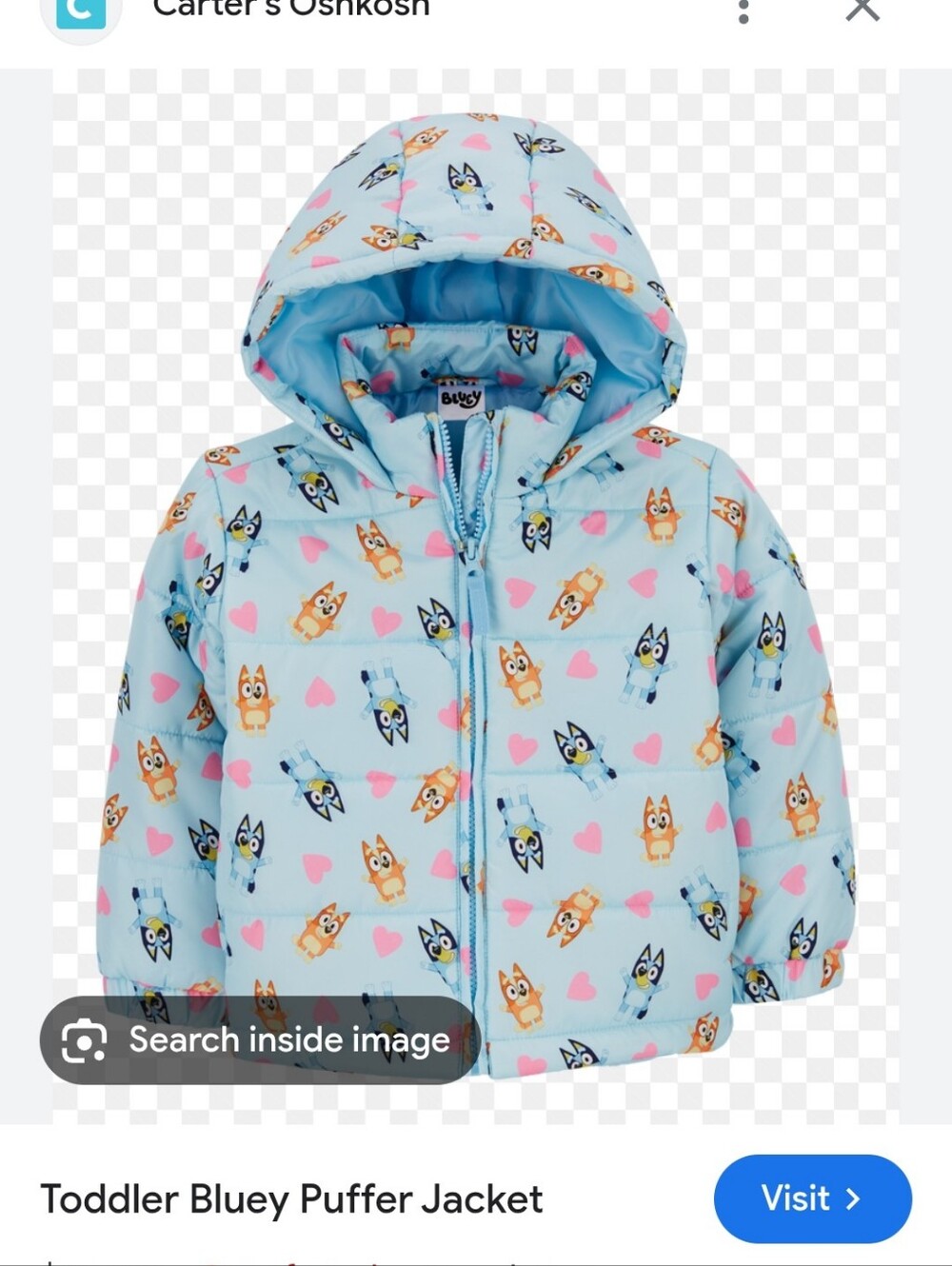 ISO Bluey Puffer Coat 5T